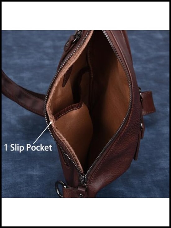 Leather Sling Bag Crossbody Backpack Adjustable Strap Unisex main image 5